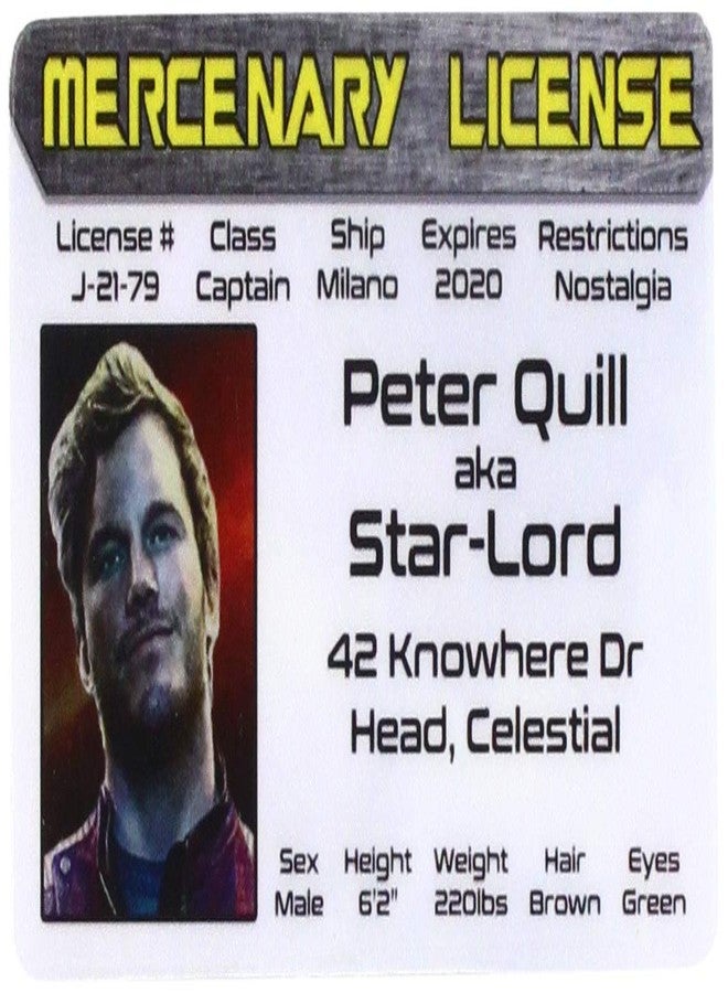 Signs 4 Fun Parody Driver’s License | Peter Quill - Star Lord ID | Fake ID Novelty Card | Collectible Trading Card Driver’s License | Novelty Gift for Holidays | Made in The USA - Image 1